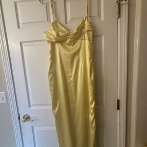 Elegant Yellow Satin Dress